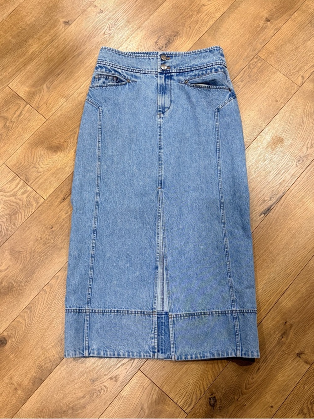 Tanya Taylor Cristina denim high waist mid length skirt - Size 2 - Picture 3 of 8
